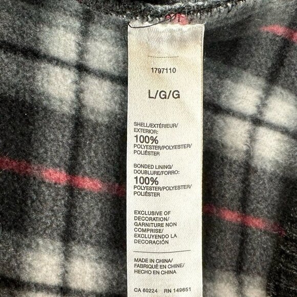 Izod Sweater Men Sz L Full Zip Fleece Plaid Lined Mock Neck Long Sleeve Charcoal - Picture 9 of 12